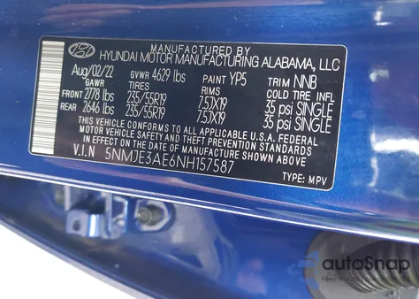 2022 Hyundai Tucson Limited z USA, uszkodzony, nr VIN 5NMJE3AE6NH157587